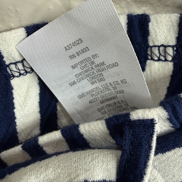 AnyBody Womens Size 1X Navy White Stripe Paperbag Waist Wide Leg Cropped Pants - Picture 9 of 10